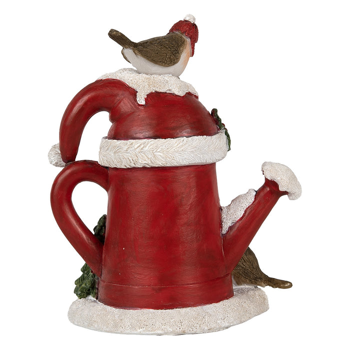 Clayre & Eef Decoratie Huis met LED Gieter 13x10x16 cm Rood Polyresin