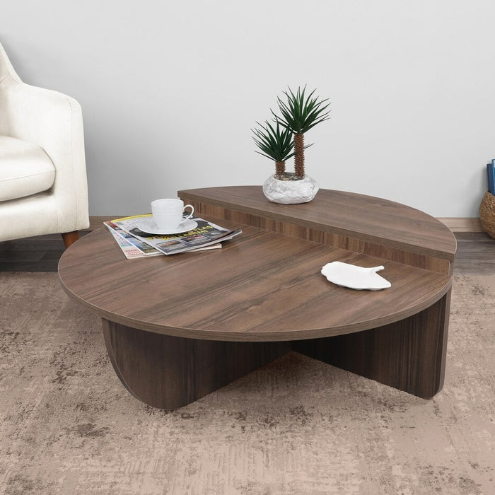 Giga Meubel - Salontafel Walnoot Hout - 90x90x35cm - Podium