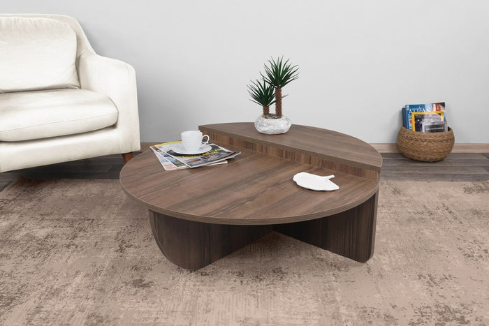 Giga Meubel - Salontafel Walnoot Hout - 90x90x35cm - Podium