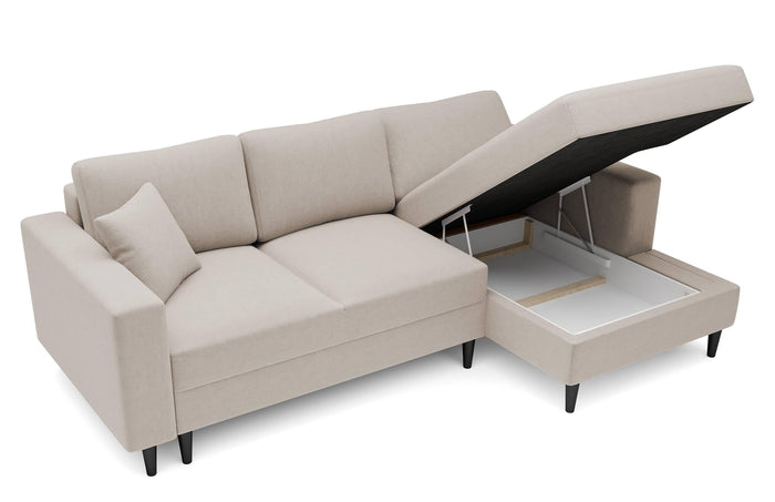 NADUVI Collection Hoekbank Malena velvet rechts met slaapfunctie