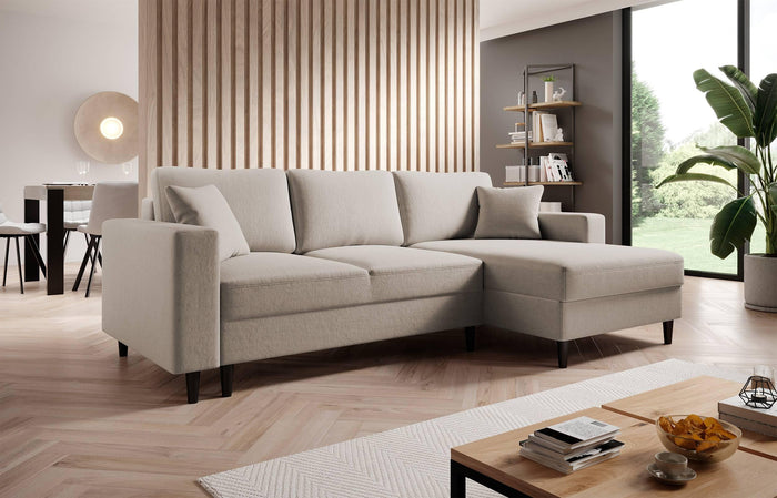 NADUVI Collection Hoekbank Malena velvet rechts met slaapfunctie