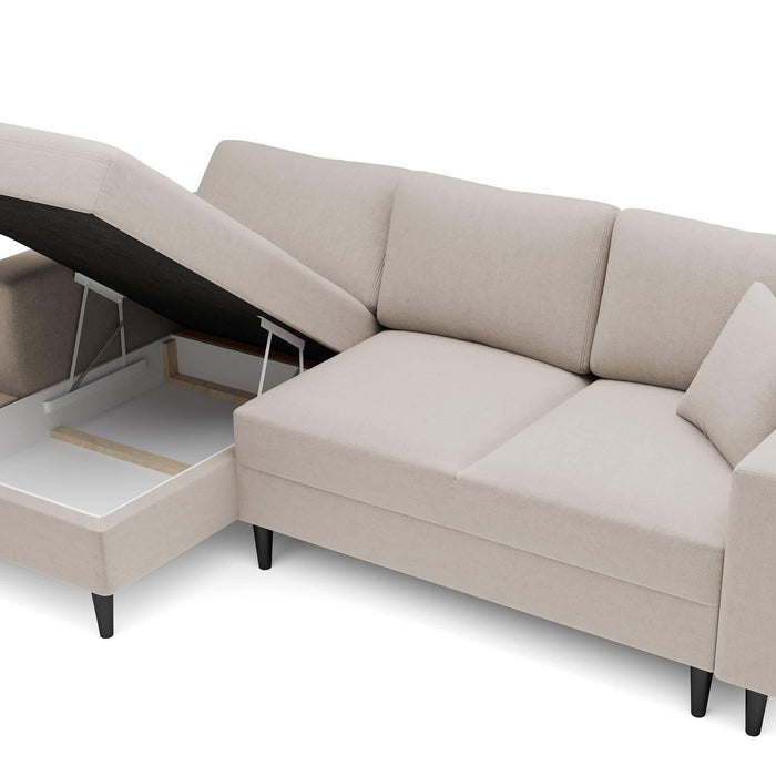 NADUVI Collection Hoekbank Malena velvet links met slaapfunctie