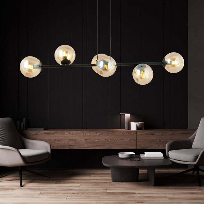 NADUVI Collection Zwarte hanglamp eettafel Valentino 6-lichts