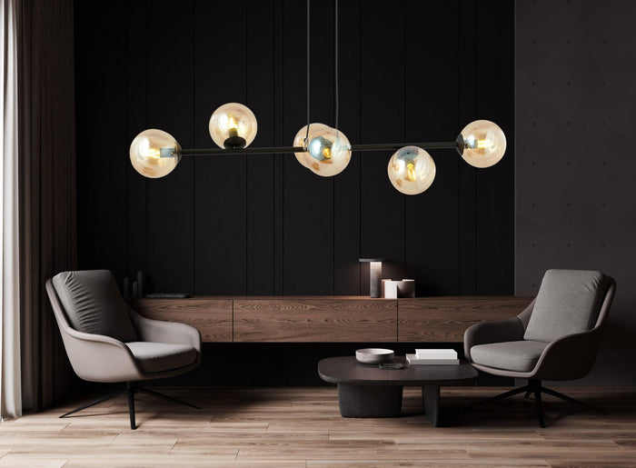 NADUVI Collection Zwarte hanglamp eettafel Valentino 6-lichts