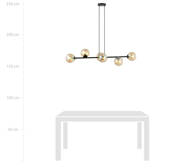 NADUVI Collection Zwarte hanglamp eettafel Valentino 6-lichts