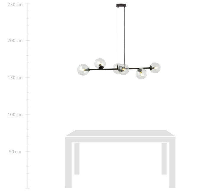 NADUVI Collection Zwarte hanglamp eettafel Valentino 6-lichts