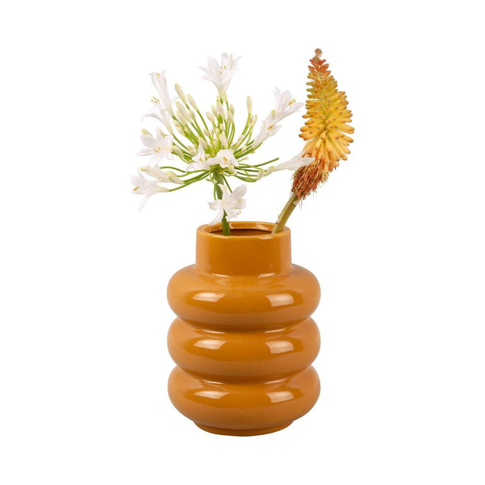 present time - Vase Bobbly Glazed ceramic medium ochre yellow