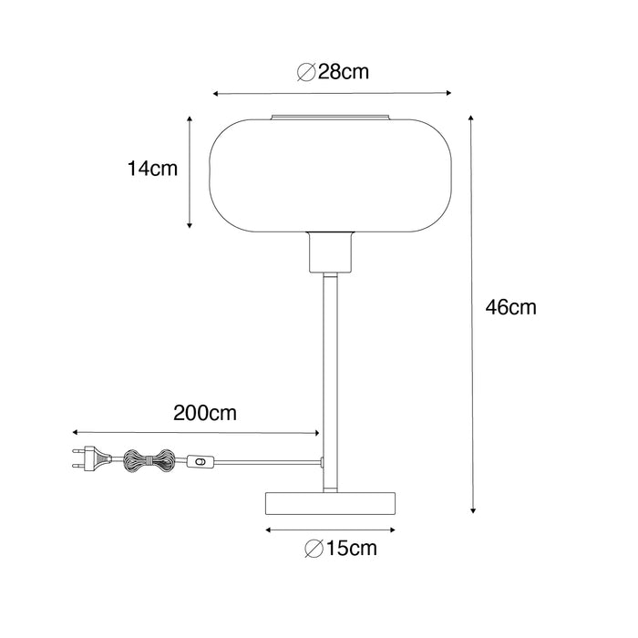 QAZQA Art deco tafellamp zwart met amber glas - Bizle