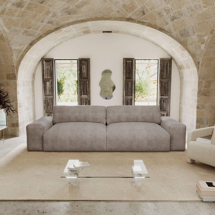 4-zits pauwblauwe fluwelen bank 240cm