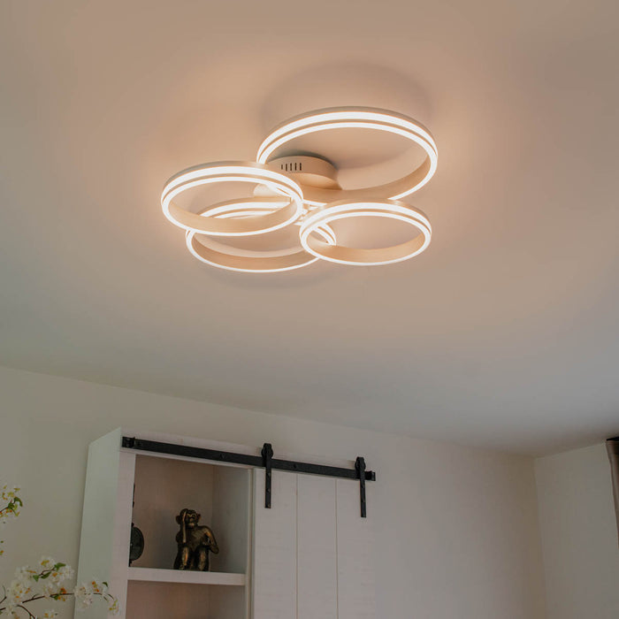 QAZQA Plafondlamp staal incl. LED 3-staps dimbaar 4-lichts - Navara