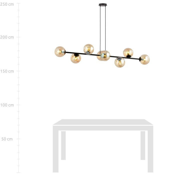 NADUVI Collection Zwarte hanglamp eettafel Valentino 8-lichts