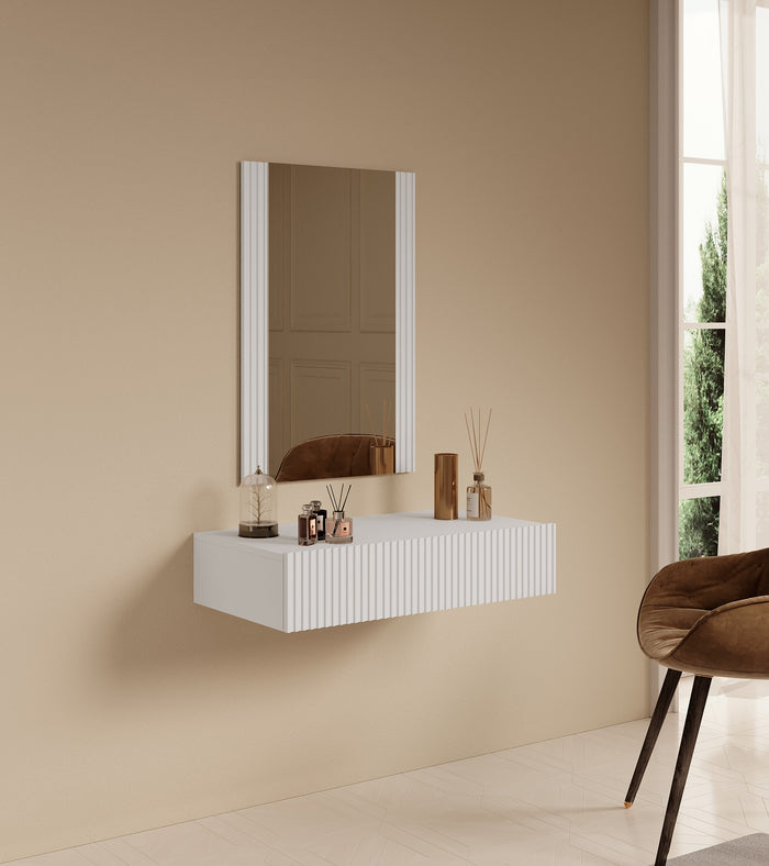 Meubella Kaptafel Palamos - Wit - 80 cm - Met spiegel