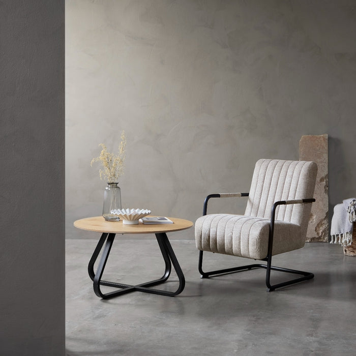 Giga Living - Fauteuil Stof|Metaal Zandkleur - Incl. Armleuning - Trout