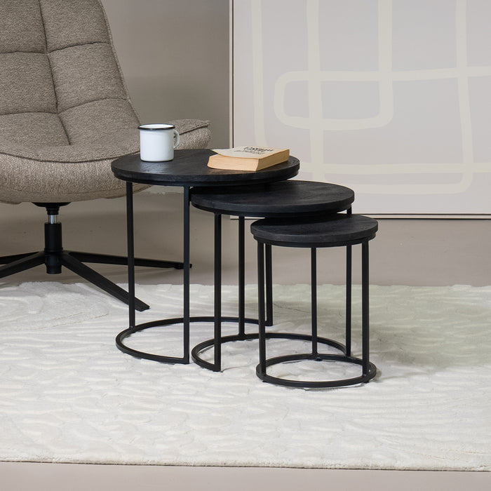 Giga Meubel - Salontafel Organisch Zwart - Set Van 3 - Kila