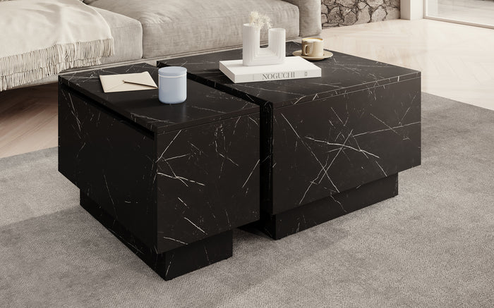 Meubella Salontafel Micha - Zwart marmerlook - 60 cm