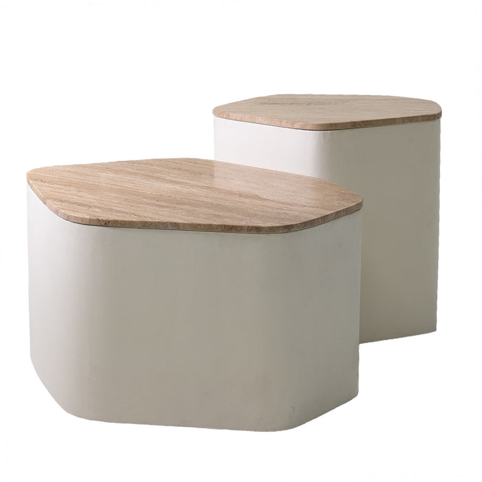 Giga Meubel - Salontafel Organisch 76cm - Beige Travertin - Cersei
