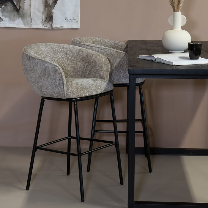 Giga Meubel - Barstoel Beige Stof - Mae