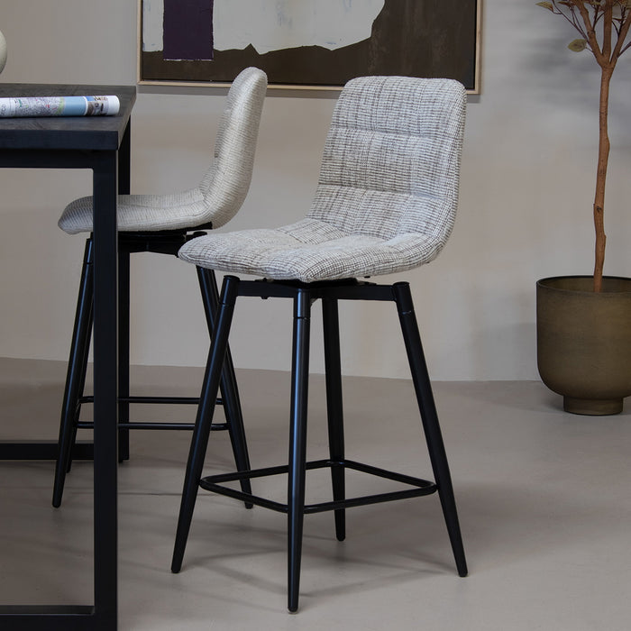 Giga Meubel - Barstoel Taupe Stof - Draaibaar - Jente - Set van 2