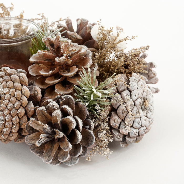 House of Seasons Kerststuk met Theelichthouder - L54 x B17 cm - Perzik