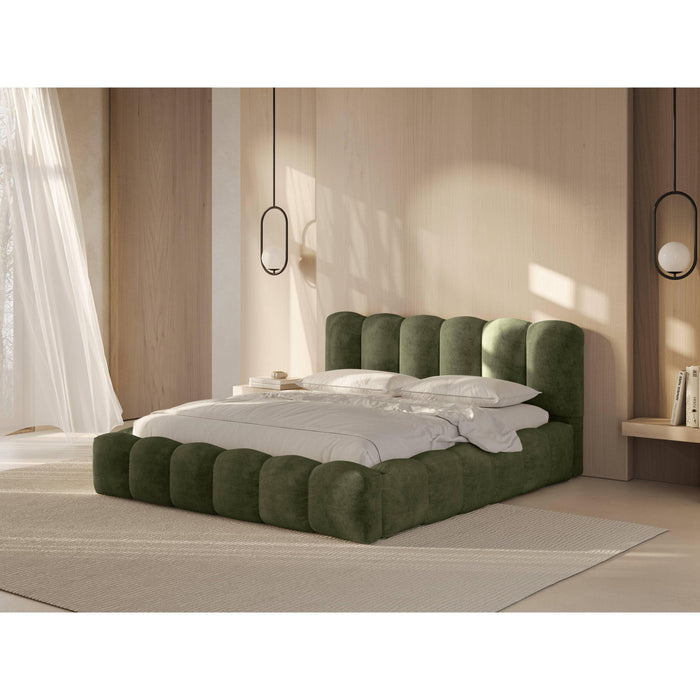 Micadoni Lupine Bedframe met Opbergruimte 200 x 200 cm - Chenille - Lichtgroen
