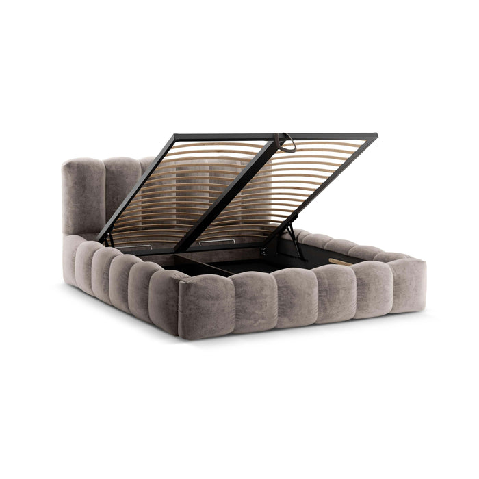 Micadoni Lupine Bedframe met Opbergruimte 160 x 200 cm - Chenille - Cappuccino