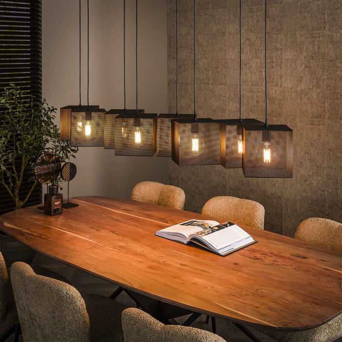 Giga Meubel - Hanglamp Zwart Metaal - 8-Lichts - 160x30x150cm