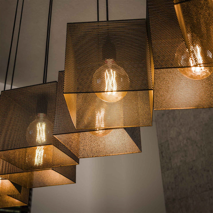 Giga Meubel - Hanglamp Zwart Metaal - 8-Lichts - 160x30x150cm