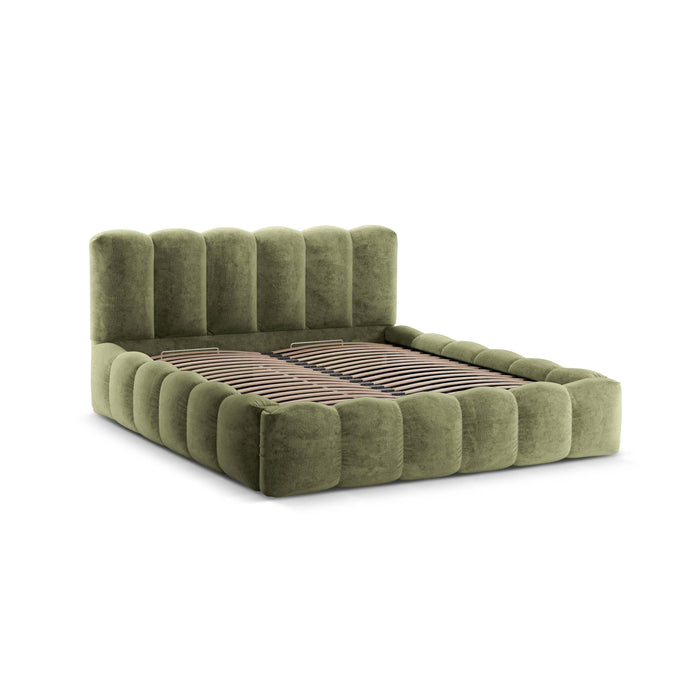 Micadoni Lupine Bedframe met Opbergruimte 180 x 200 cm - Chenille - Lichtgroen
