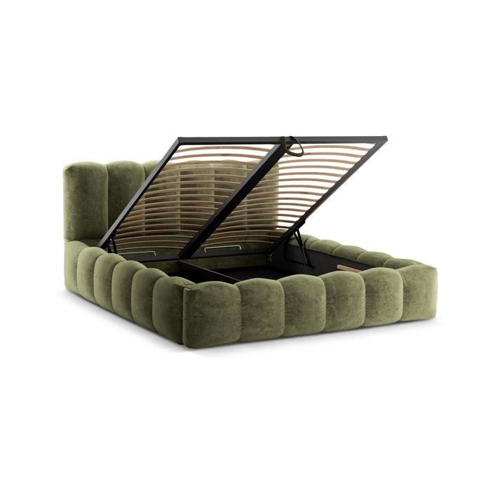 Micadoni Lupine Bedframe met Opbergruimte 180 x 200 cm - Chenille - Lichtgroen