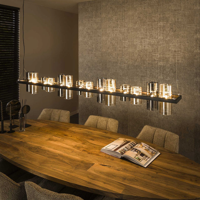 Giga Meubel - Hanglamp Gemixt Glas - 14-Lichts - 190x20x150cm