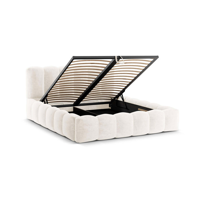 Micadoni Lupine Bedframe met Opbergruimte 180 x 200 cm - Chenille - Lichtbeige