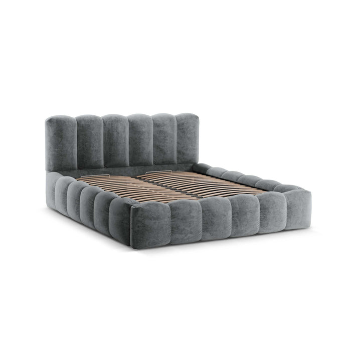 Micadoni Lupine Bedframe met Opbergruimte 180 x 200 cm - Chenille - Platina