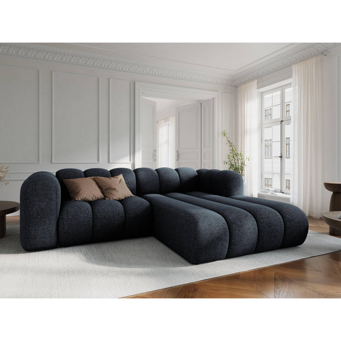 Micadoni Lupine 3-zits Hoekbank met Chaise Longue Rechts - Chenille - Koningsblauw