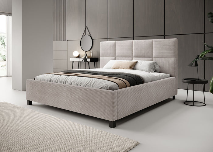 Meubella Tweepersoonsbed Soline - Beige ribstof - 180x200 cm