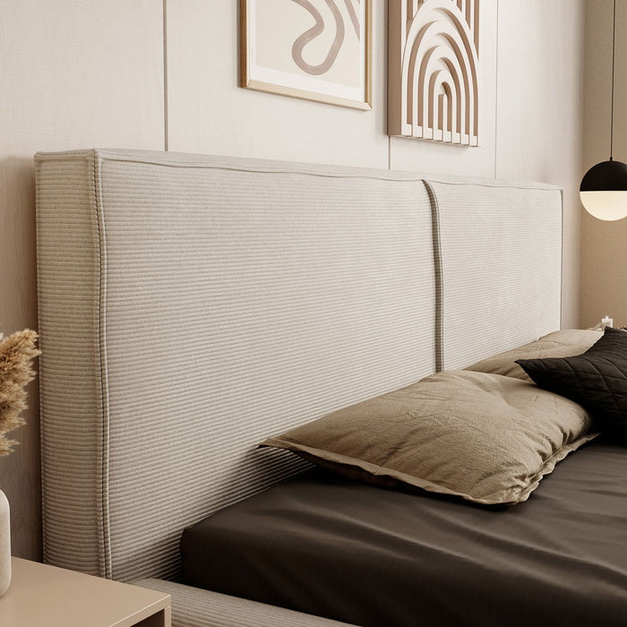 Meubella Tweepersoonsbed Infinity - Beige ribstof - 180x200 cm