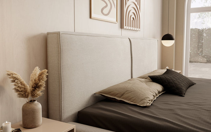 Meubella Tweepersoonsbed Infinity - Beige ribstof - 180x200 cm