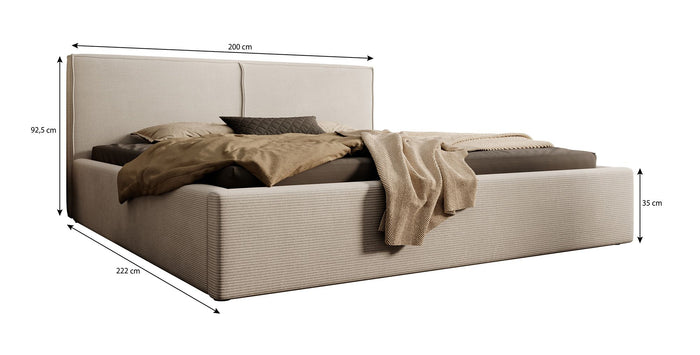 Meubella Tweepersoonsbed Infinity - Beige ribstof - 180x200 cm
