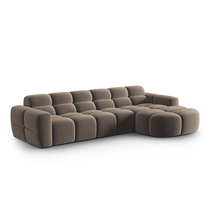 Micadoni Lisa Hoekbank met Chaise Longue Rechts - Velvet - Lichtbruin