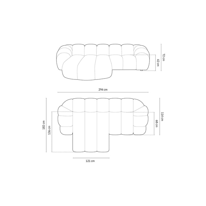 Micadoni Diana 3-zits Hoekbank met Chaise Longue Links - Beige