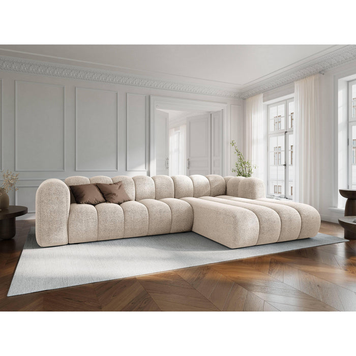 Micadoni Lupine 4-zits Hoekbank met Chaise Longue Rechts - Chenille - Lichtbeige