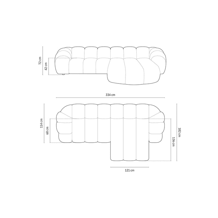 Micadoni Diana 4-zits Hoekbank met Chaise Longue Rechts - Denimblauw