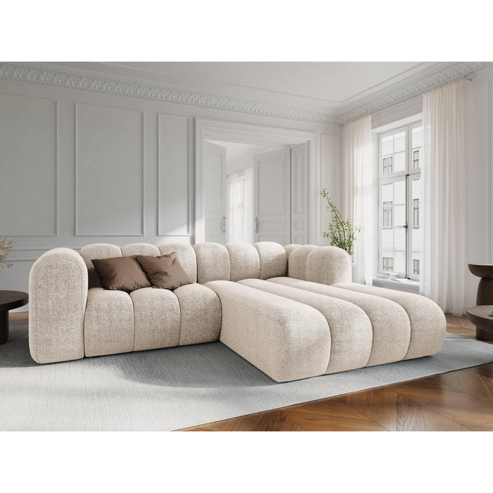 Micadoni Lupine 3-zits Hoekbank met Chaise Longue Rechts - Chenille - Lichtbeige