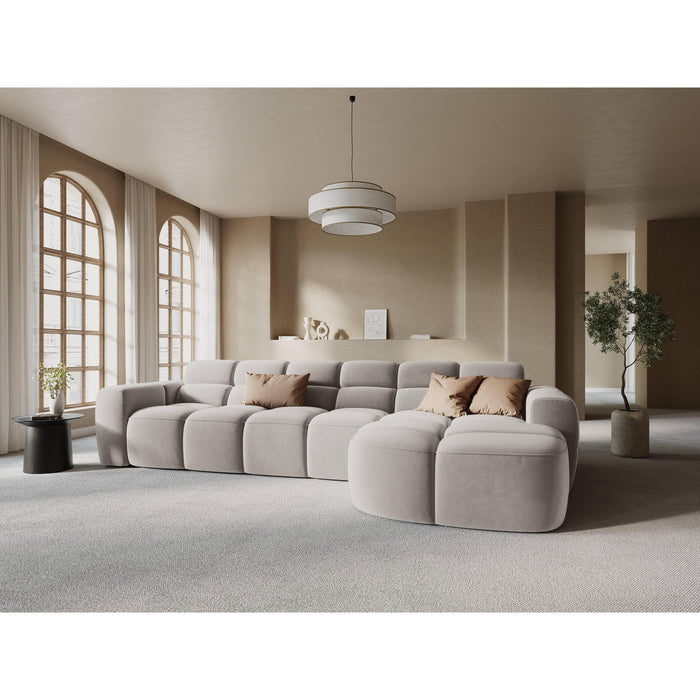 Micadoni Lisa Hoekbank met Chaise Longue Rechts - Velvet - Lichtbeige