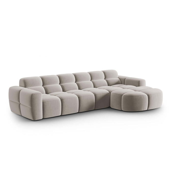 Micadoni Lisa Hoekbank met Chaise Longue Rechts - Velvet - Lichtbeige