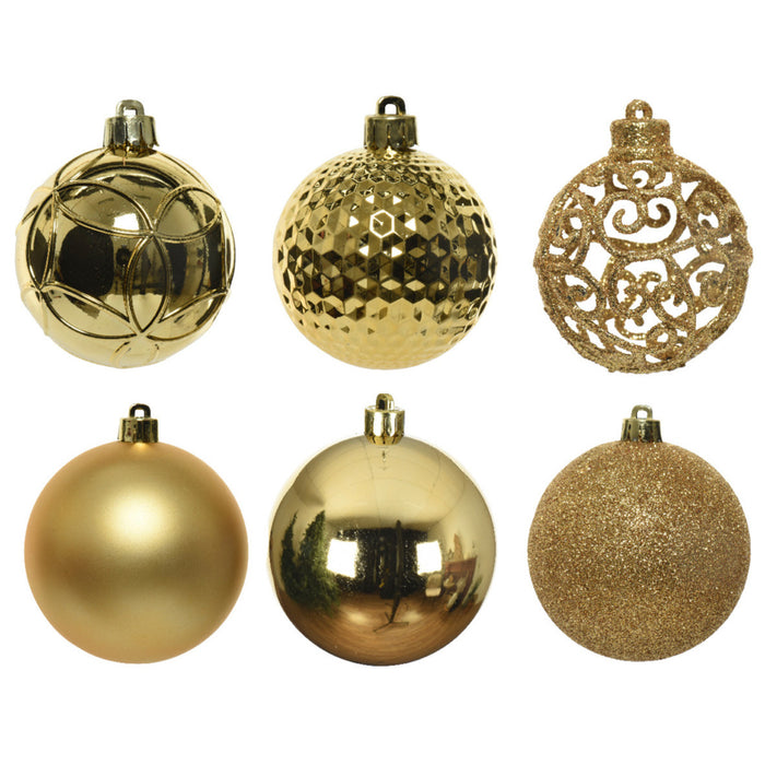Bellatio Decorations Kerstballen - 37x - kunststof - goud - 6cm