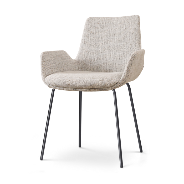 Nolon Nora-Eef Eetkamerstoel Beige Gemêleerd - met Armleuning - Zwart