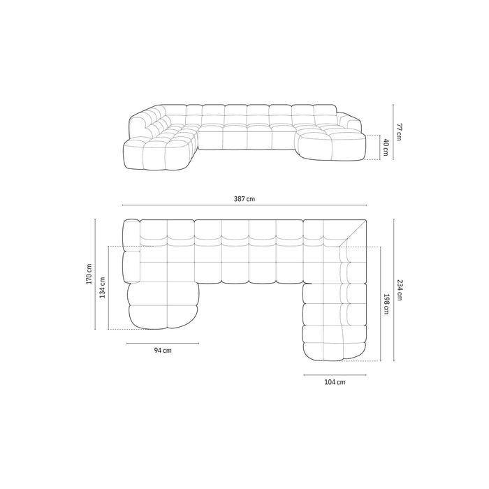 Micadoni Lisa U-bank Rechts - Velvet - Lichtbeige