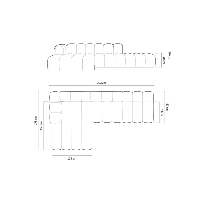 Micadoni Lupine 5-zits Hoekbank met Chaise Longue Open Links - Chenille - Lichtgrijs