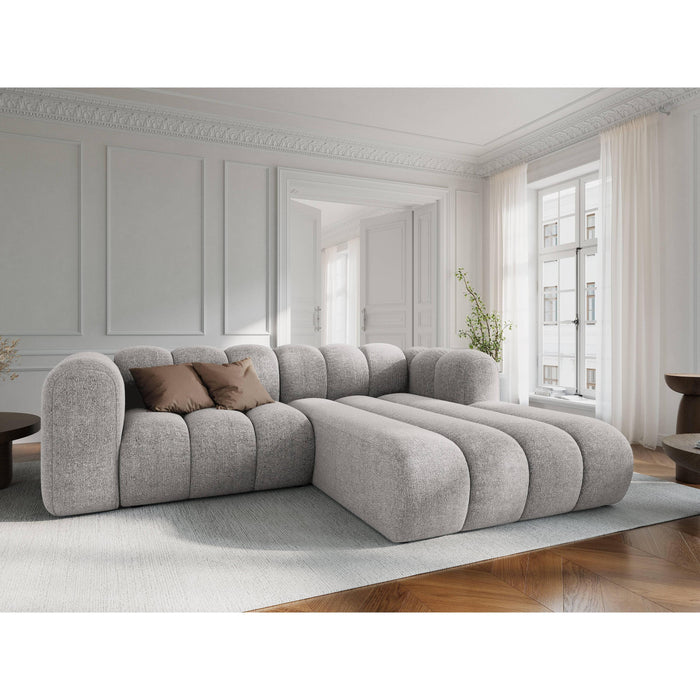 Micadoni Lupine 3-zits Hoekbank met Chaise Longue Rechts - Chenille - Lichtgrijs