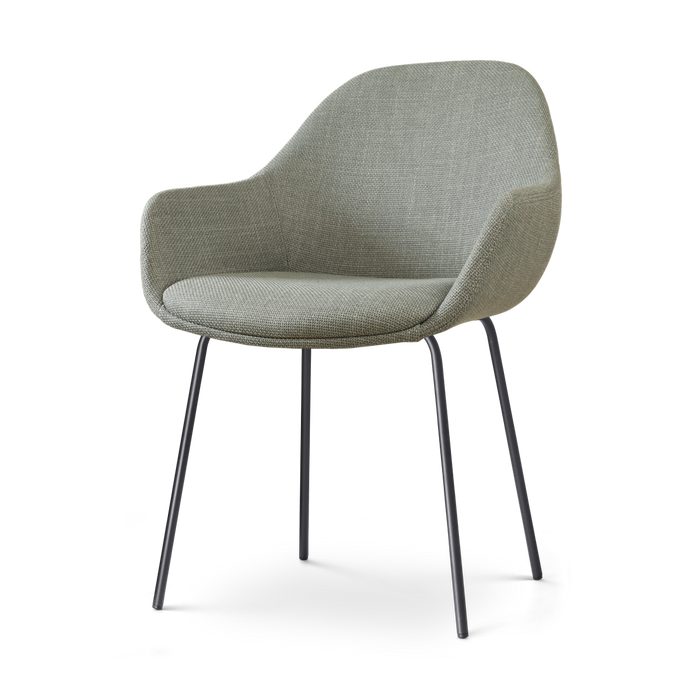Nolon Nora-Mae Eetkamerstoel Saliegroen - Armleuning - Zwarte Poten